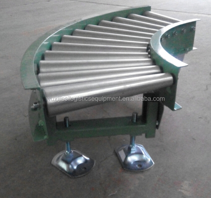 Fire Resistant JS Curved Gravity Roller Conveyor Taped Roller Conveyor